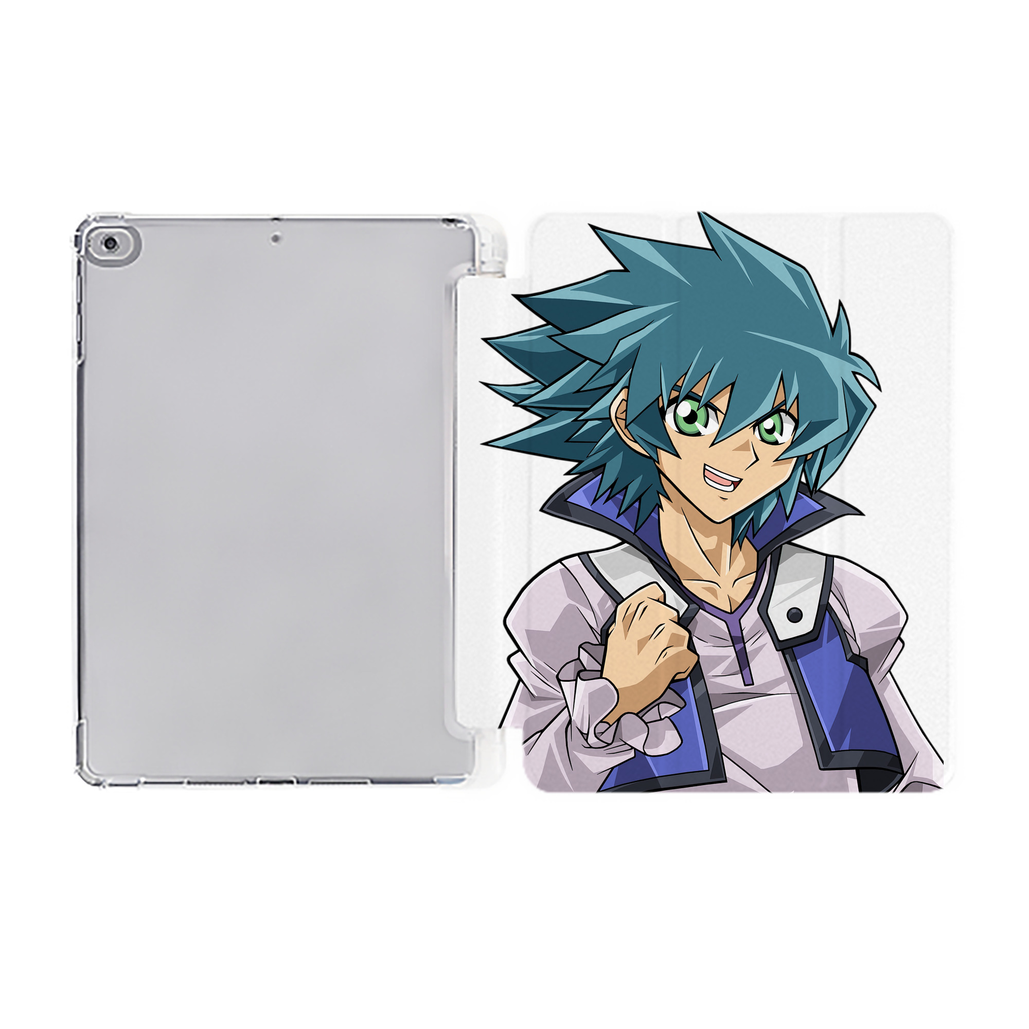 （画像用） 遊☆戯☆王 Yu-Gi-Oh! IPad ケース ペン収納付き 三つ折りスタンド PUレザー×シリコン 対応機種9.5/10.5/10.9インチ